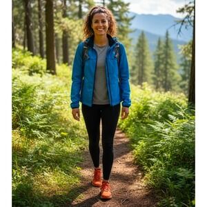 Baleaf Women's Blue Lightweight Waterproof Convertible Rain Jacket XL Outdoors